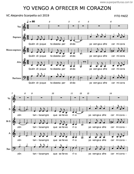 Partitura da música Yo Vengo A Ofrecer Mi Corazon – Fito Páez v.3