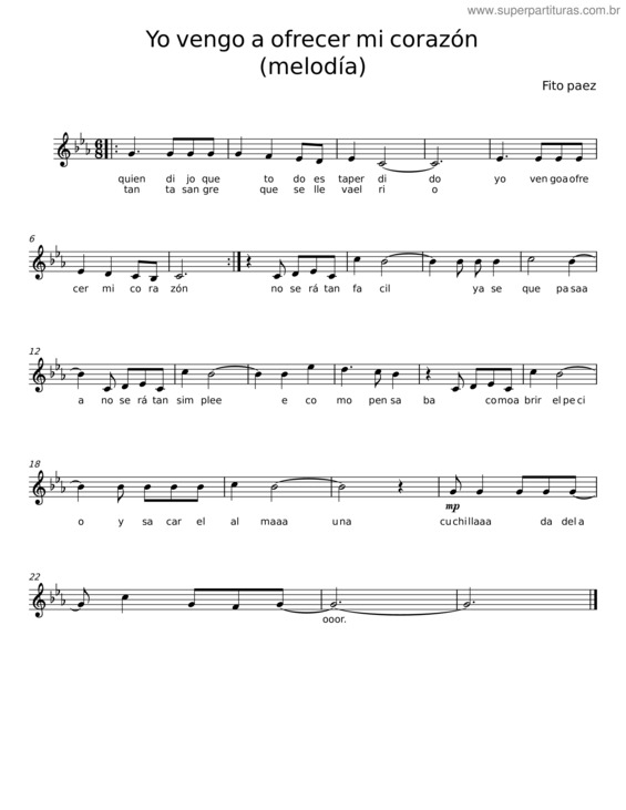 Partitura da música Yo Vengo A Ofrecer Mi Corazón – Fito Paez v.6