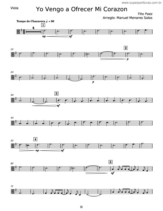 Partitura da música Yo Vengo A Ofrecer Mi Corazon – Fito Páez v.7