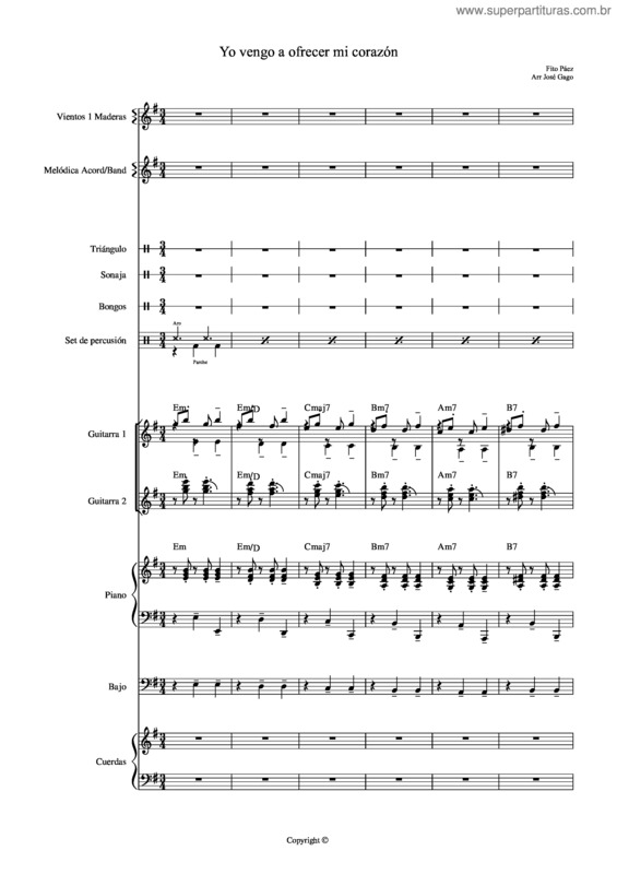 Partitura da música Yo Vengo A Ofrecer Mi Corazón v.3