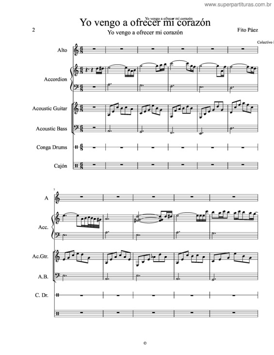 Partitura da música Yo Vengo A Ofrecer Mi Corazón