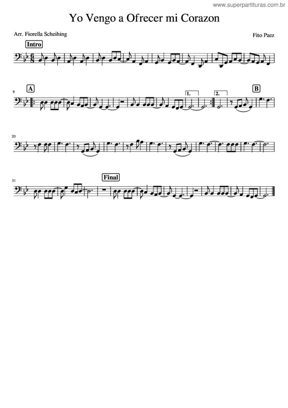 Partitura da música Yo Vengo A Ofrecer Mi Corazon_Solo v.2