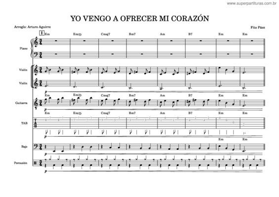 Partitura da música Yo_Vengo_A_Ofrecer_Mi_Corazónarreglo