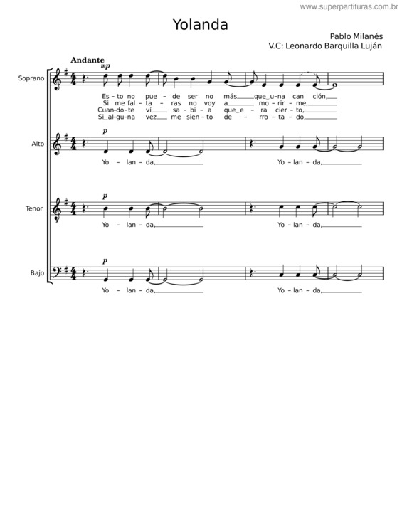 Partitura da música Yolanda v.10
