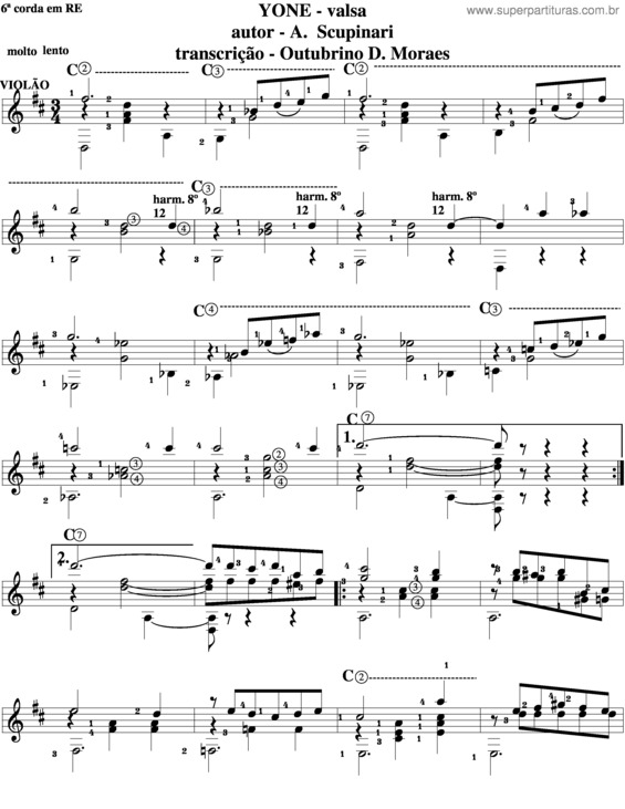 Partitura da música Yone