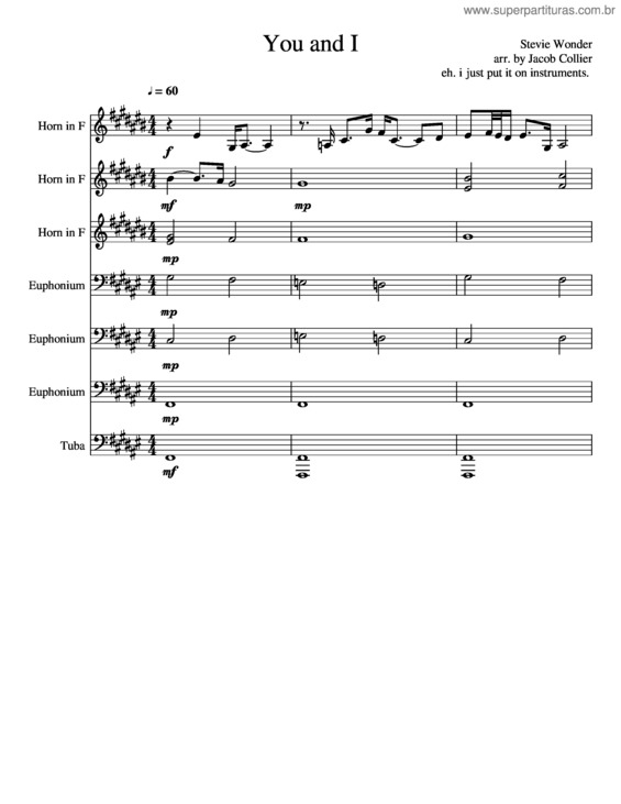 Partitura da música You And I v.2