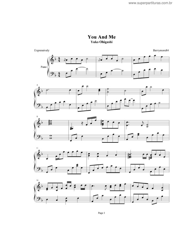 Partitura da música You And Me v.3