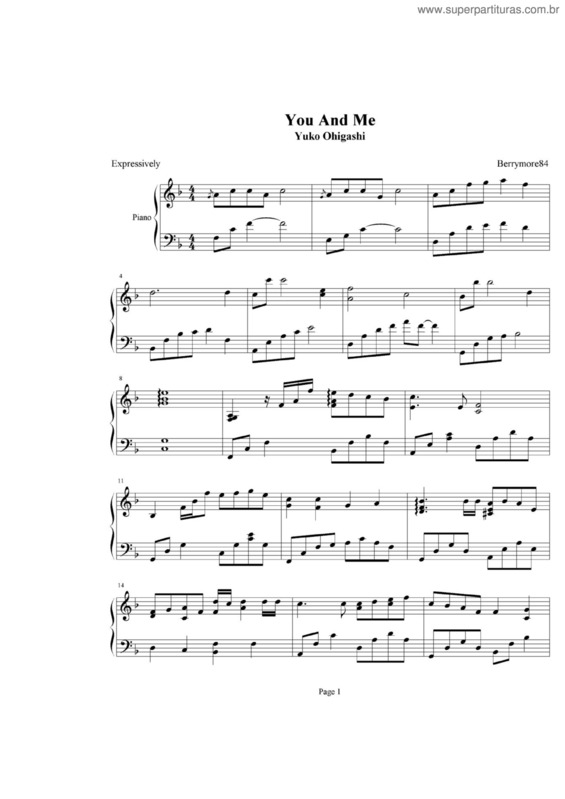 Partitura da música You And Me v.3