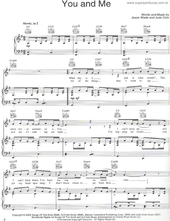 Partitura da música You And Me v.4