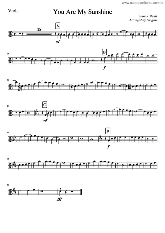 Partitura da música You Are My Sunshine v.2