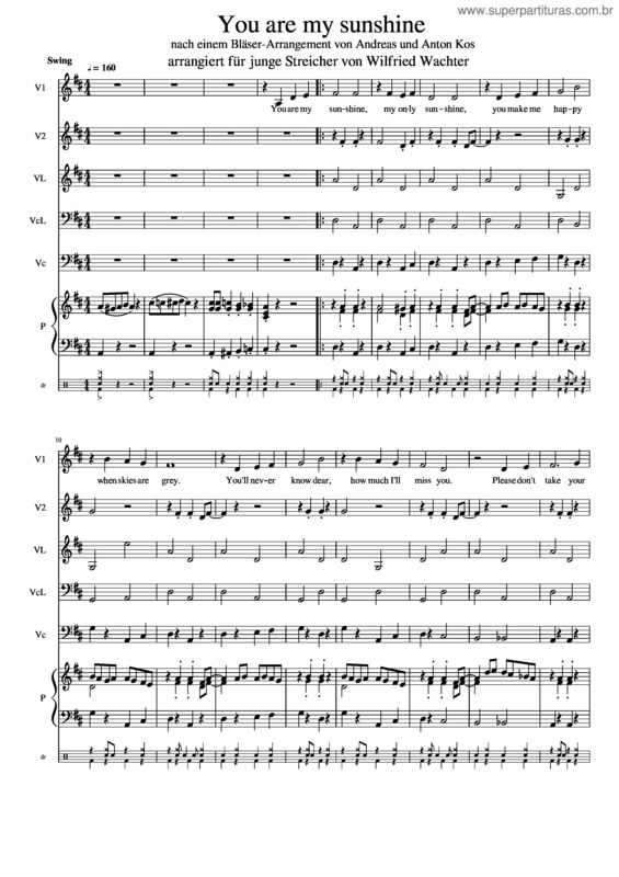 Partitura da música You Are My Sunshine