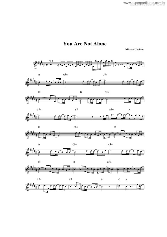 Partitura da música You Are Note Alone