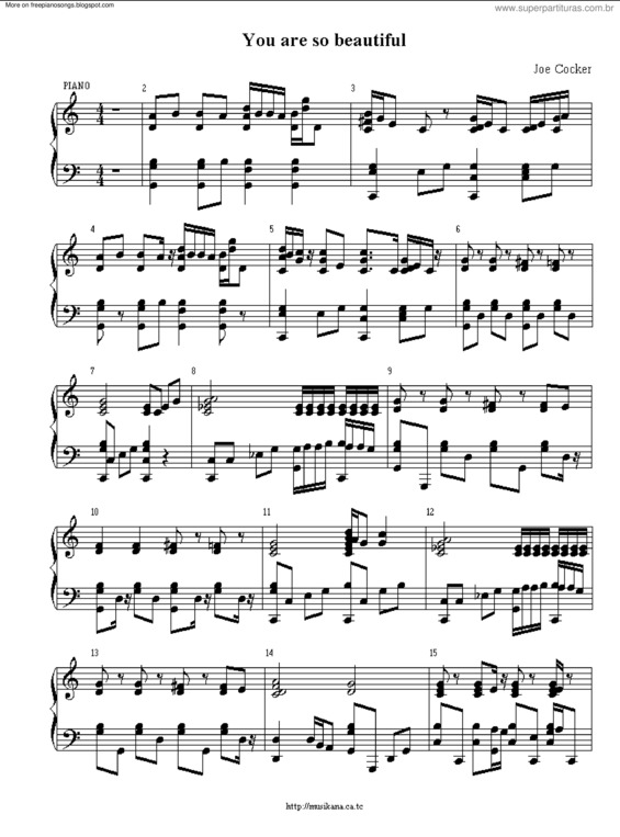 Partitura da música You Are So Beautiful v.3