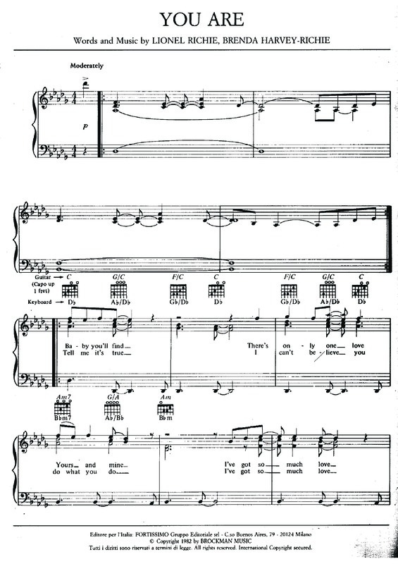 Partitura da música You Are