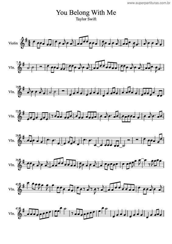 Partitura da música You Belong With Me v.2