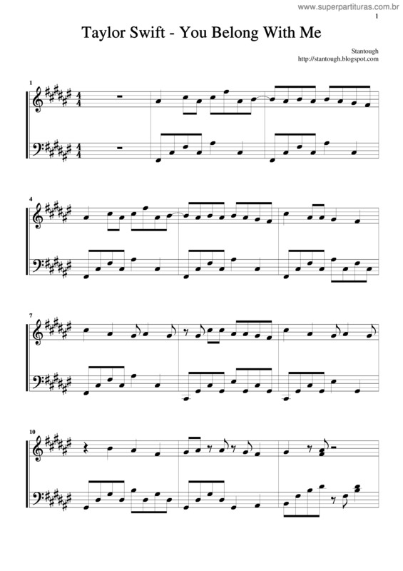 Partitura da música You Belong With Me v.3