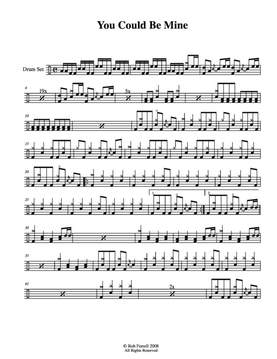 Partitura da música You Could Be Mine