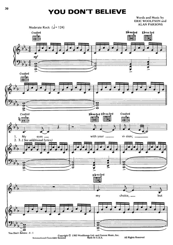 Partitura da música You Don´t Believe