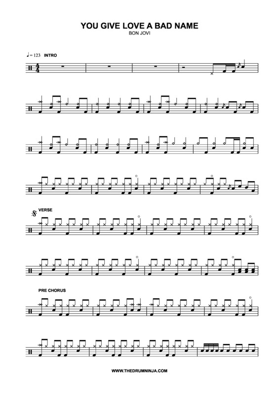 Partitura da música You Give Love A Bad Name v.3