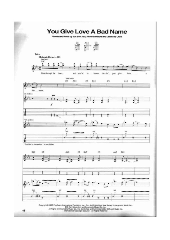 Partitura da música You Give Love A Bad Name v.4