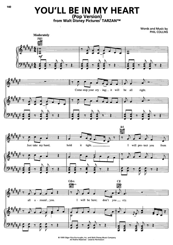 Partitura da música You´ll Be In My Heart v.4