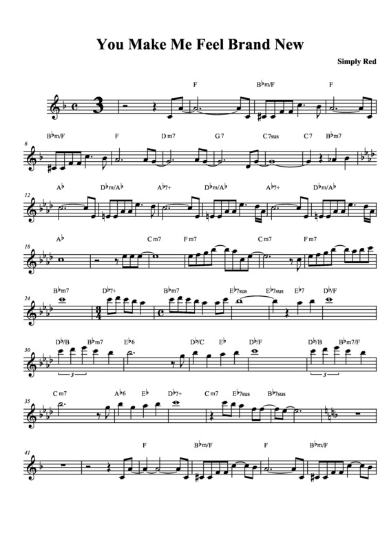 Partitura da música You Make Me Feel Brand New v.4