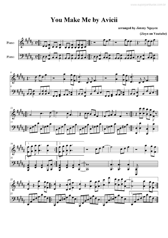 Partitura da música You Make Me