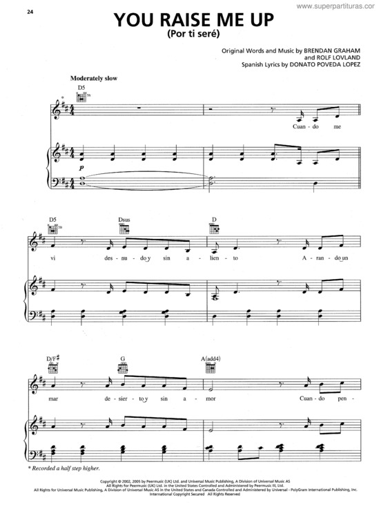 Partitura da música You Raise Me Up v.10