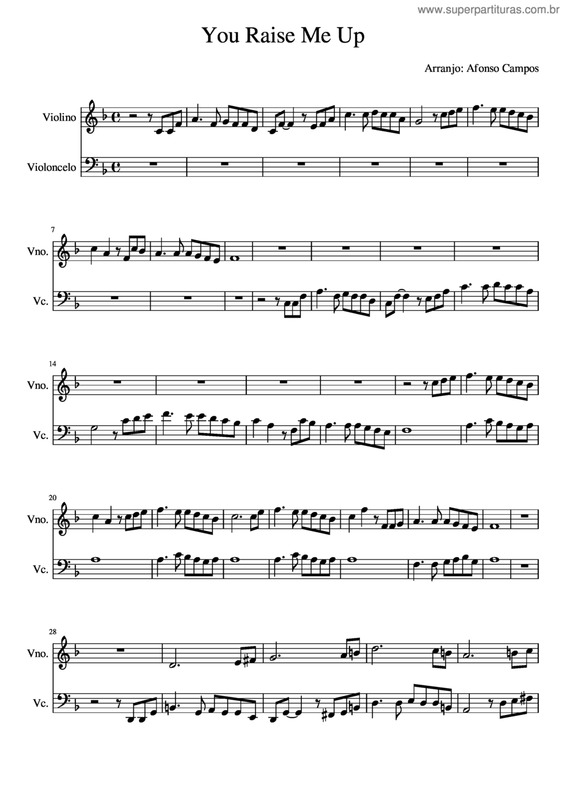 Partitura da música You Raise Me Up v.11