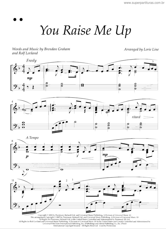 Partitura da música You Raise Me Up v.7