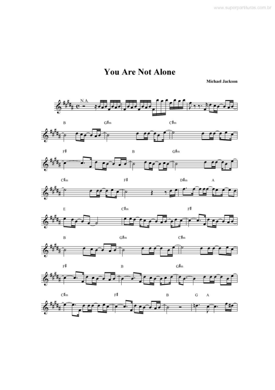 Partitura da música You`re Not Alone