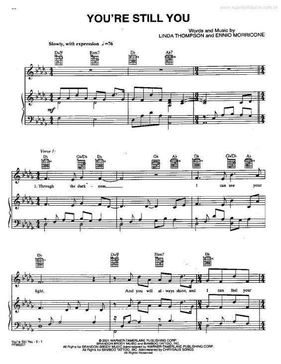 Partitura da música You`re Still You