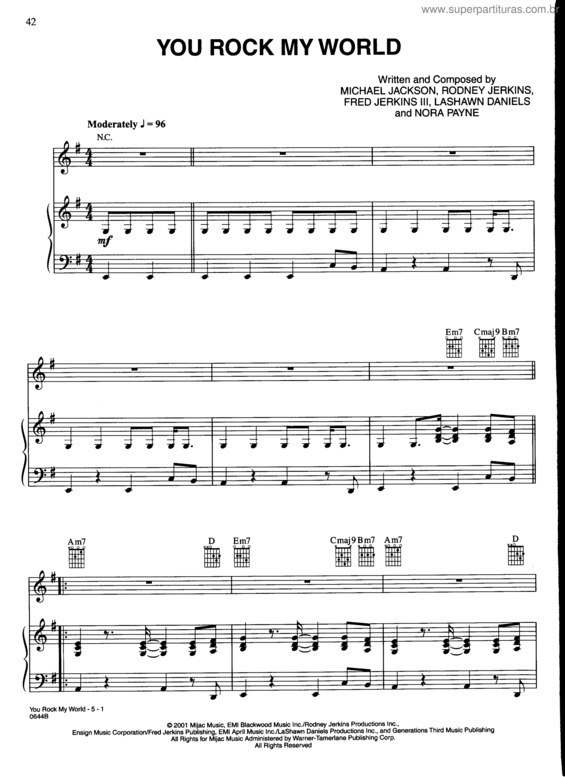 Partitura da música You Rock My World v.2