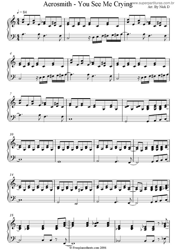 Partitura da música You See Me Crying v.2