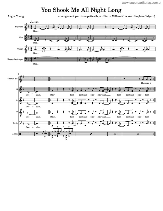 Partitura da música You Shook Me All Night Long – Ac/Dc Acdc – You Shook Me All Night Long – Accompagnement Pour Trompette Sib