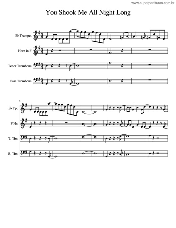 Partitura da música You Shook Me All Night Long v.4