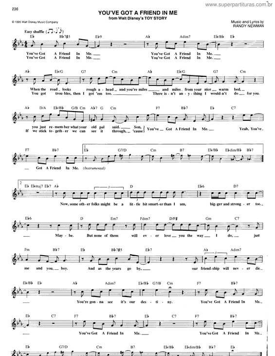 Partitura da música You`ve Got A Friend In Me