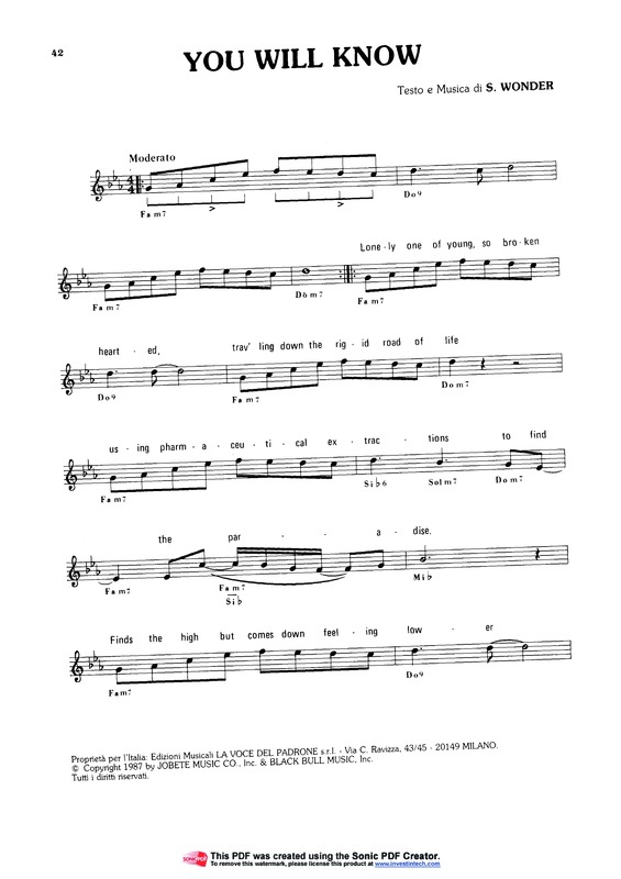 Partitura da música You Will Know