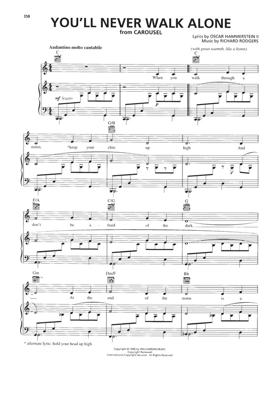 Partitura da música Youll Never Walk Alone