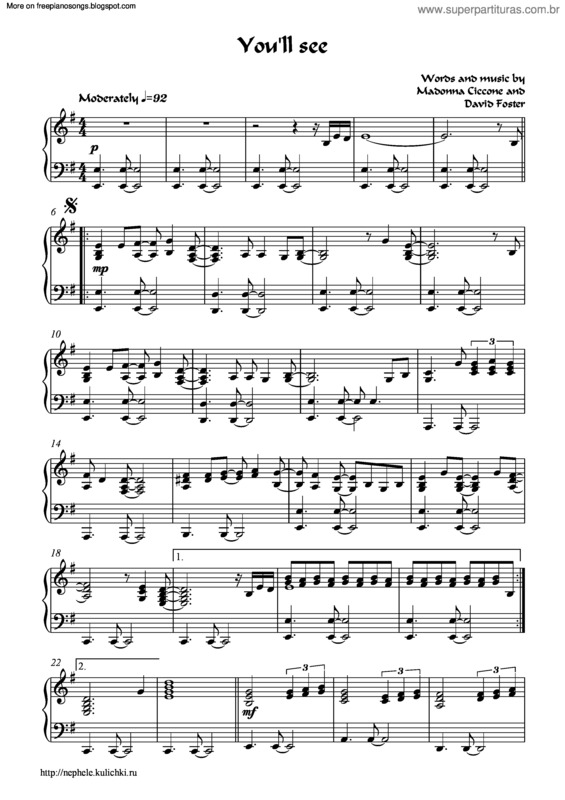 Partitura da música Youll See v.2