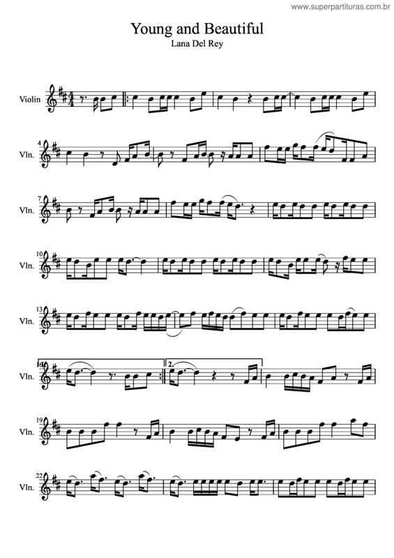 Partitura da música Young And Beautiful