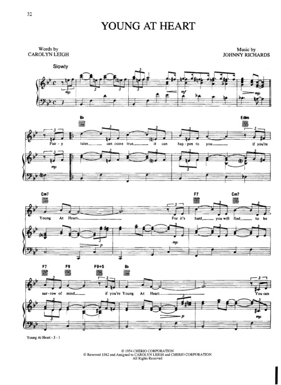 Partitura da música Young At Heart