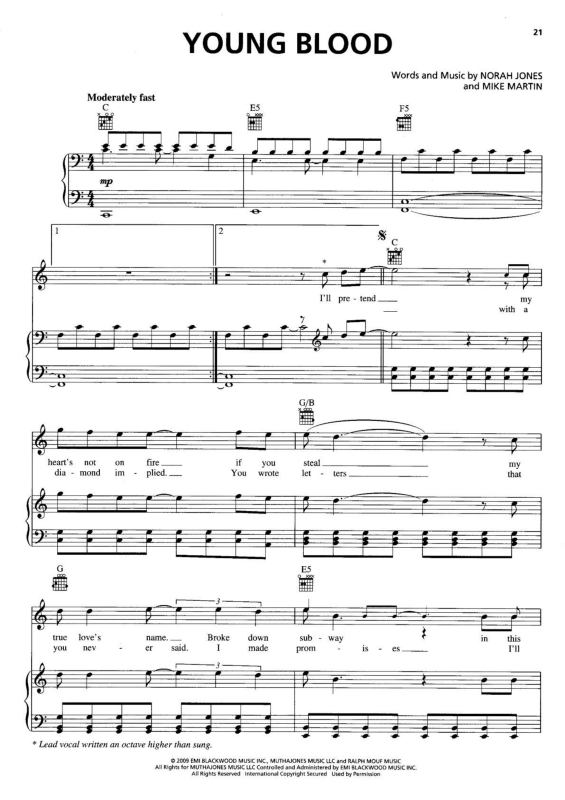 Partitura da música Young Blood