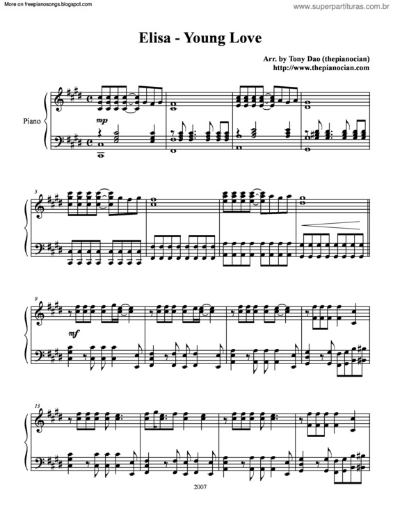 Partitura da música Young Love v.2