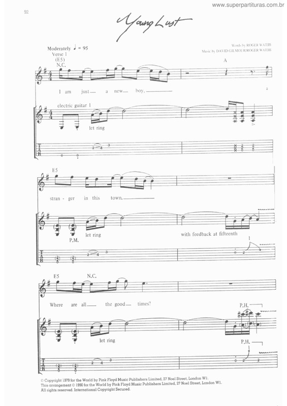 Partitura da música Young lust