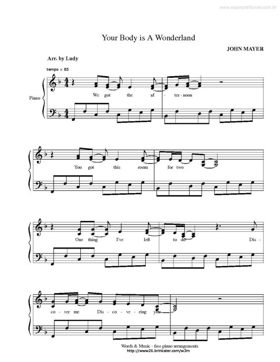 Partitura da música Your Body is a Wonderland