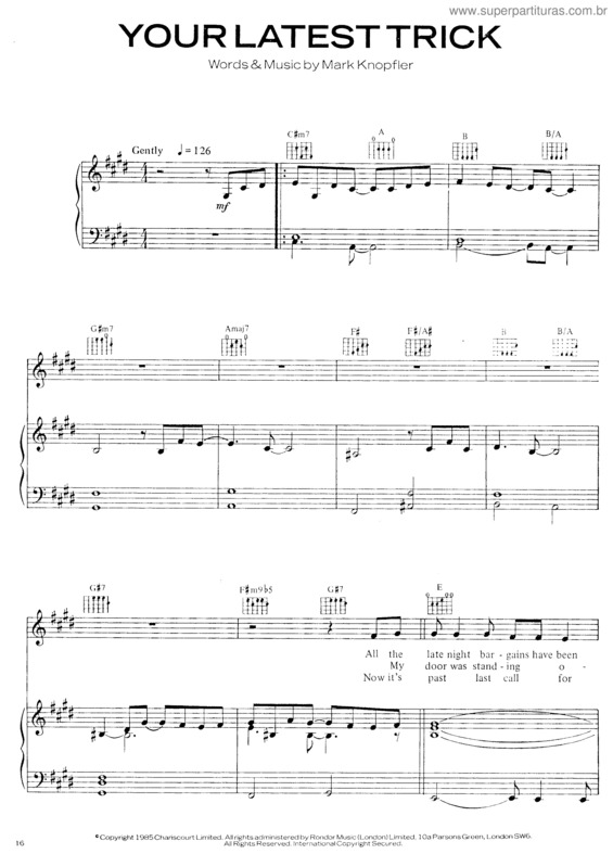 Partitura da música Your Latest Trick v.5