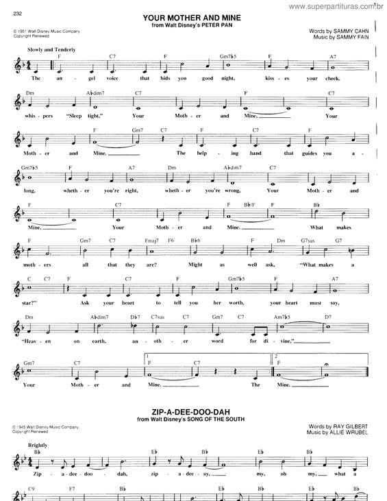 Partitura da música Your Mother And Mine