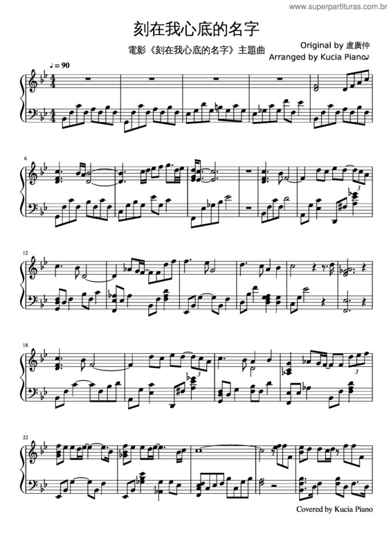 Partitura da música Your Name Engraved Herein  Piano Cover