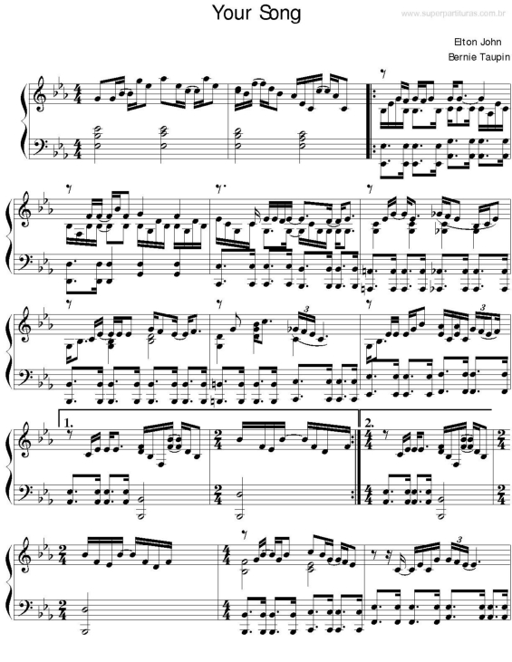 Partitura da música Your Song v.3